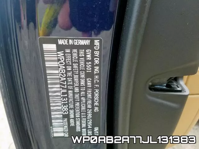 WP0AB2A77JL131383 фото 2