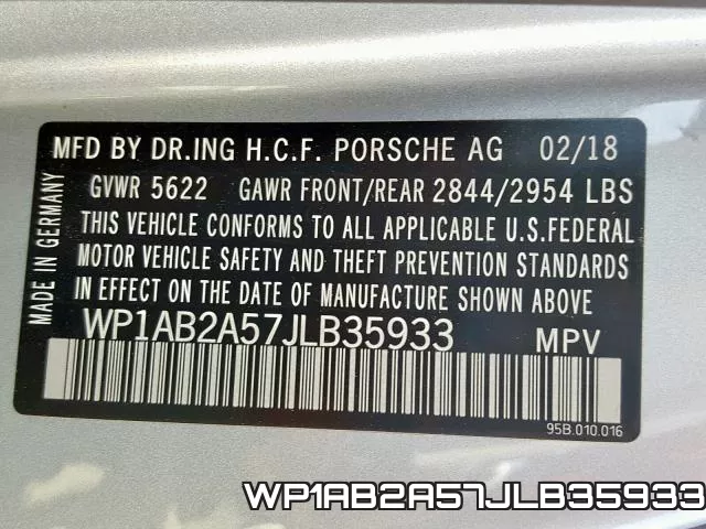 WP1AB2A57JLB35933 фото 2