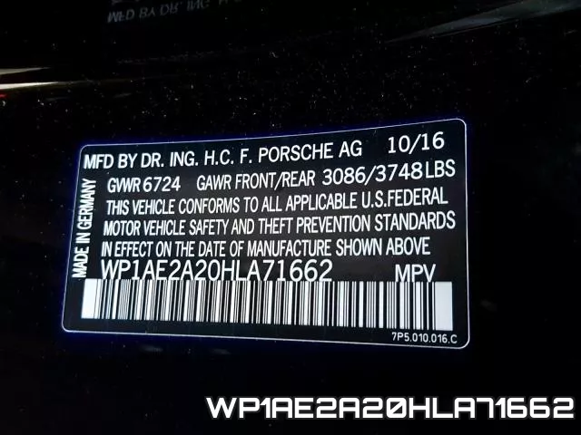 WP1AE2A20HLA71662 фото 2