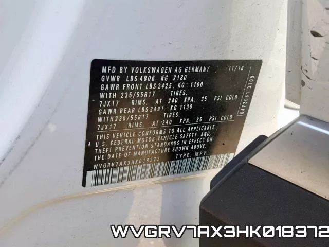 WVGRV7AX3HK018372 фото 2