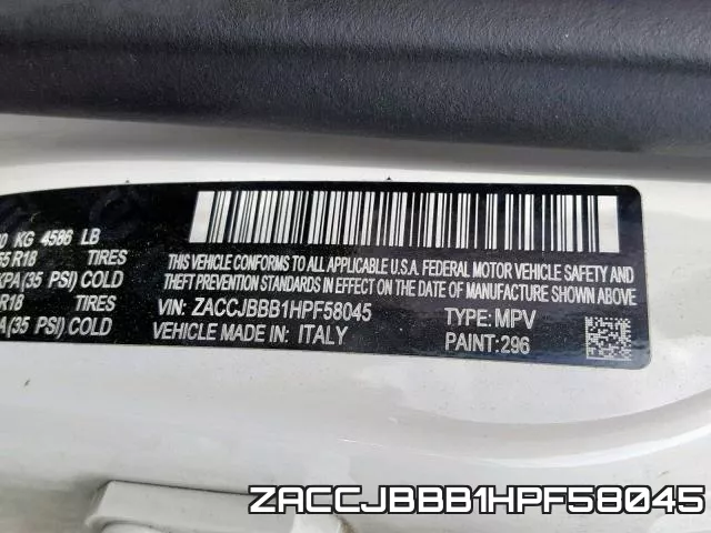 ZACCJBBB1HPF58045 фото 2