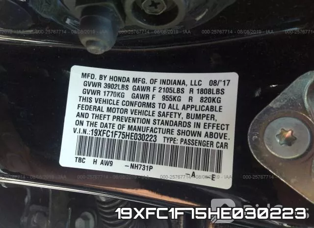 19XFC1F75HE030223 фото 10