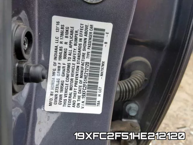 19XFC2F51HE212120 фото 2