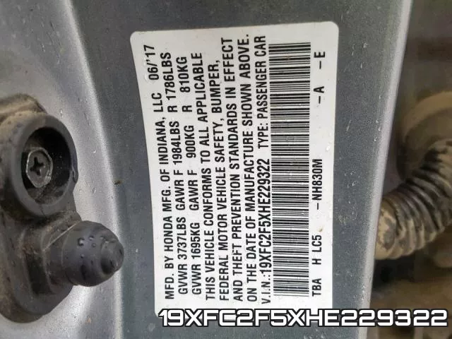 19XFC2F5XHE229322 фото 2