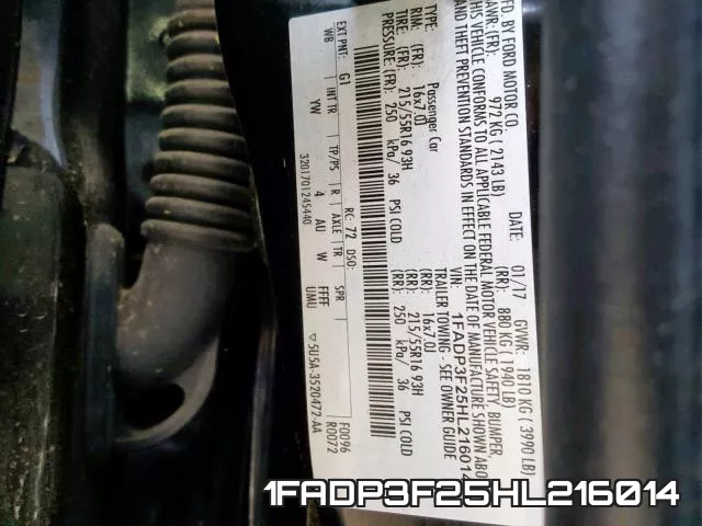 1FADP3F25HL216014 фото 2