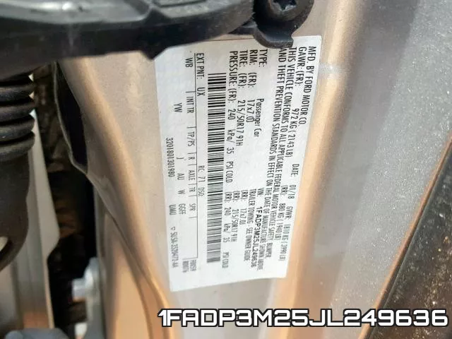 1FADP3M25JL249636 фото 2