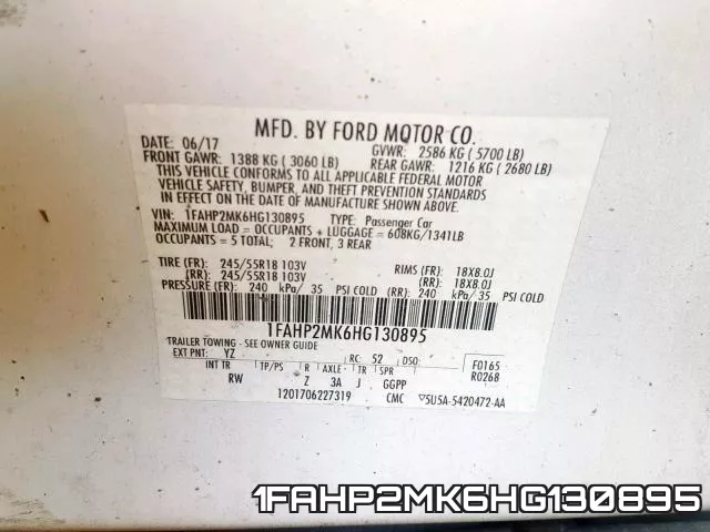1FAHP2MK6HG130895 фото 2