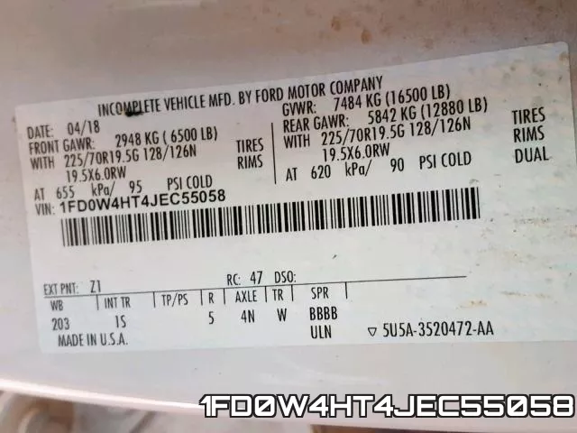 1FD0W4HT4JEC55058 фото 2