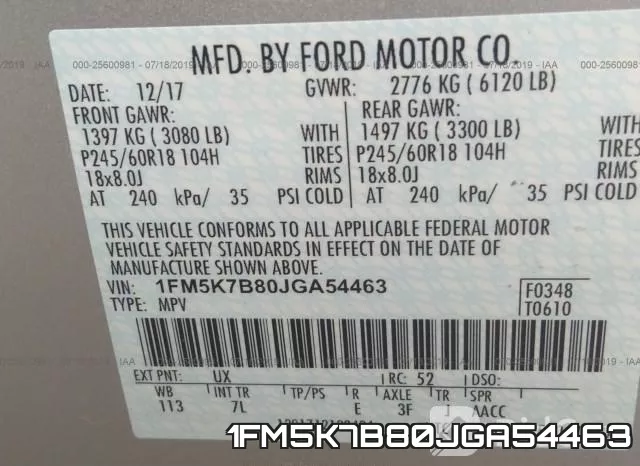 1FM5K7B80JGA54463 фото 10