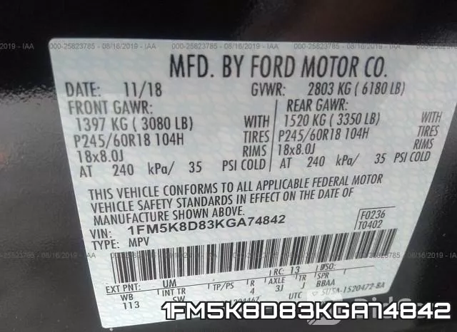 1FM5K8D83KGA74842 фото 10