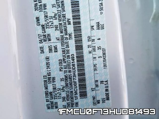 1FMCU0F73HUD81493 фото 2