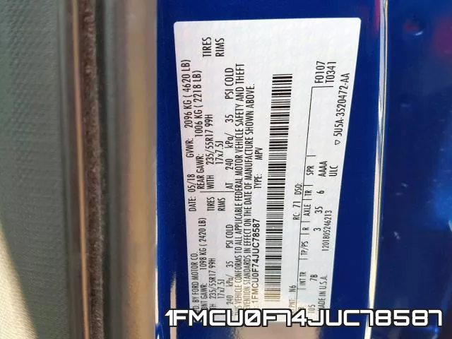 1FMCU0F74JUC78587 фото 2