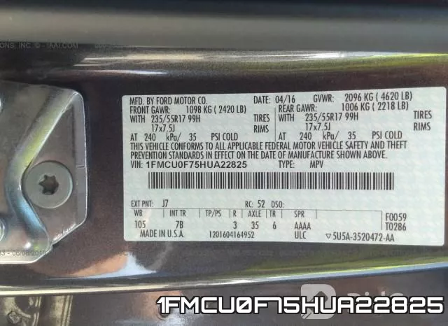1FMCU0F75HUA22825 фото 10