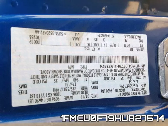 1FMCU0F79HUA27574 фото 2