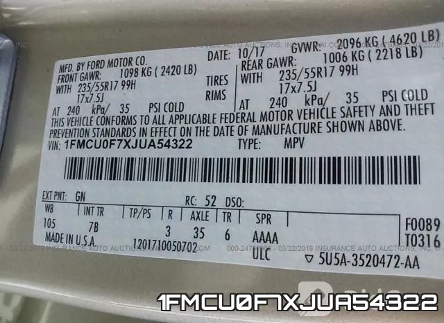 1FMCU0F7XJUA54322 фото 10