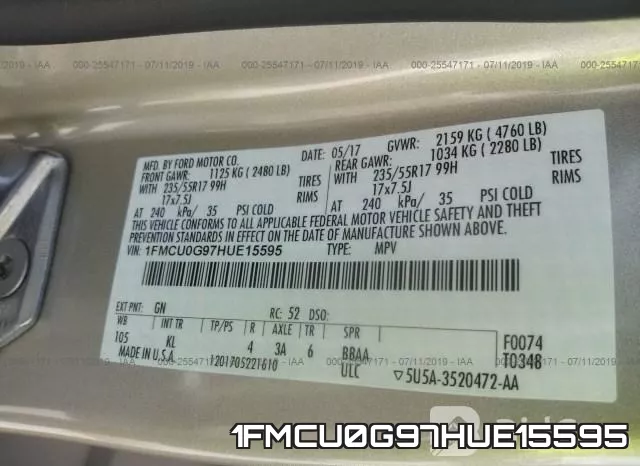 1FMCU0G97HUE15595 фото 10