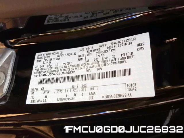 1FMCU0GD0JUC26832 фото 2