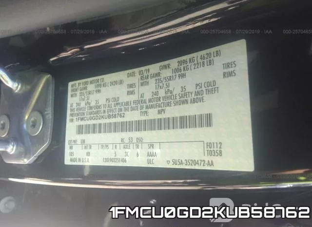 1FMCU0GD2KUB58762 фото 10
