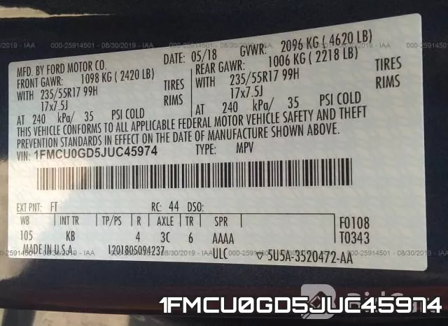 1FMCU0GD5JUC45974 фото 10