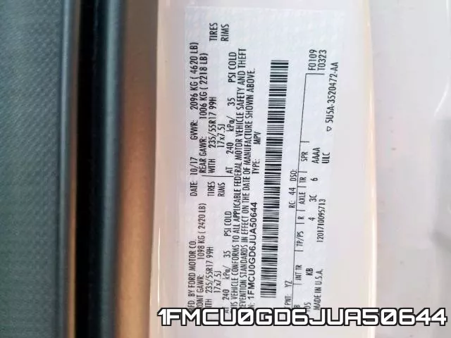 1FMCU0GD6JUA50644 фото 2