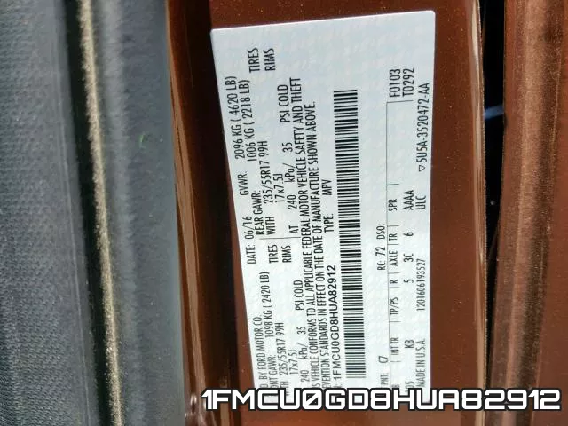 1FMCU0GD8HUA82912 фото 2