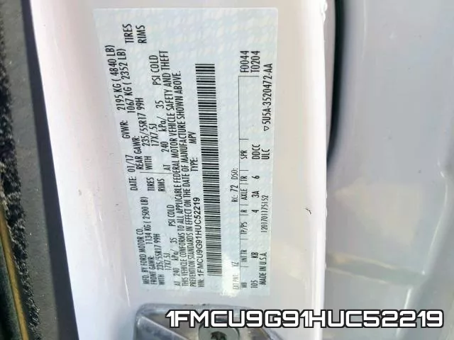 1FMCU9G91HUC52219 фото 2