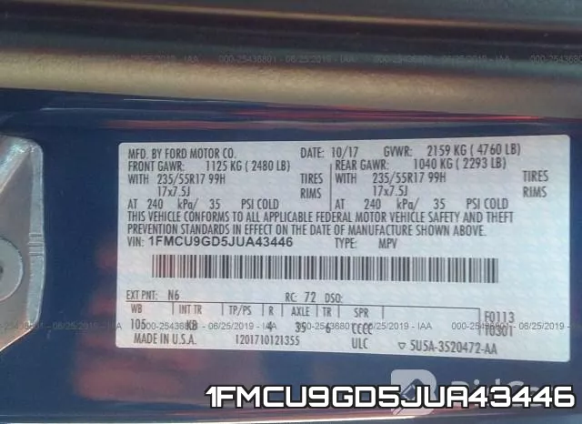 1FMCU9GD5JUA43446 фото 10