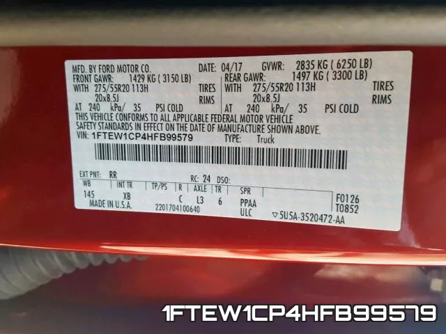 1FTEW1CP4HFB99579 фото 2