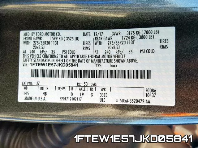 1FTEW1E57JKD05841 фото 2
