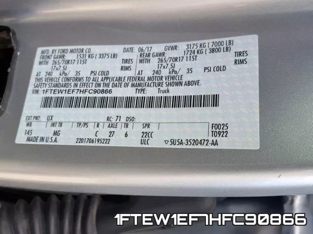 1FTEW1EF7HFC90866 фото 2