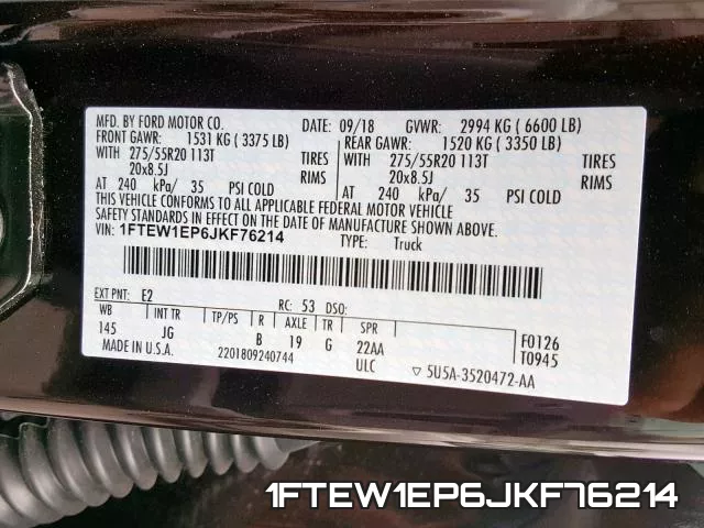 1FTEW1EP6JKF76214 фото 2