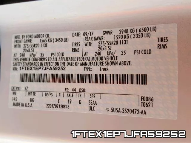 1FTEX1EP7JFA59252 фото 2