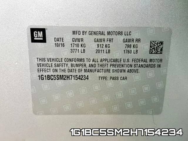 1G1BC5SM2H7154234 фото 2