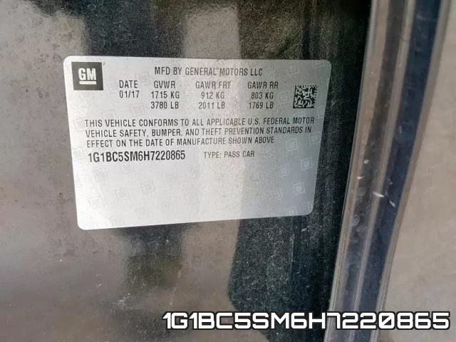 1G1BC5SM6H7220865 фото 2