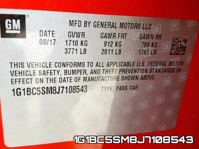 1G1BC5SM8J7108543 фото 2