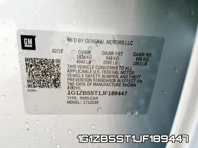 1G1ZB5ST1JF189447 фото 2