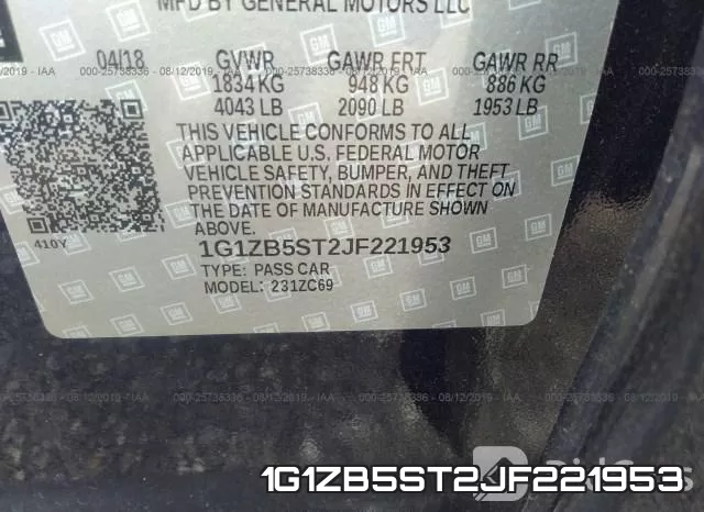 1G1ZB5ST2JF221953 фото 10