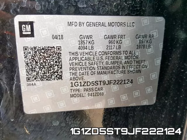 1G1ZD5ST9JF222124 фото 2