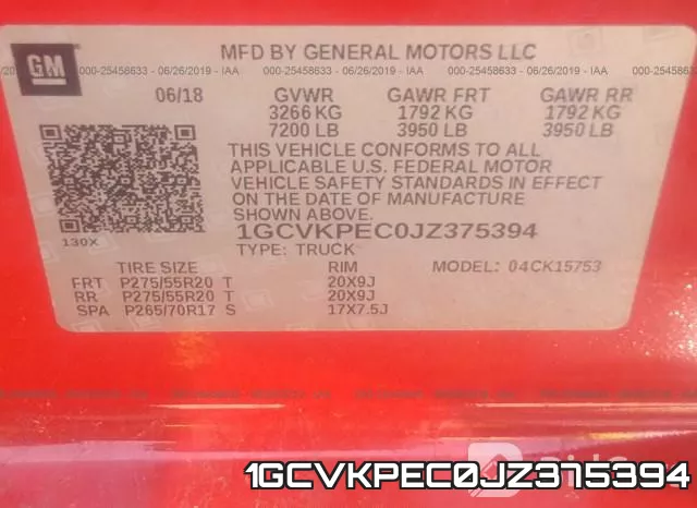 1GCVKPEC0JZ375394 фото 10