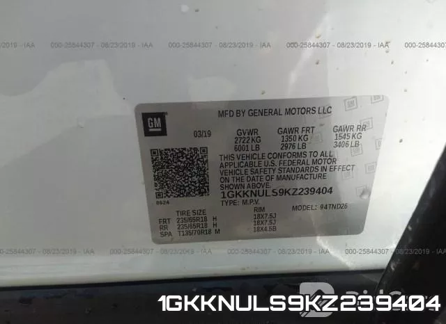 1GKKNULS9KZ239404 фото 10