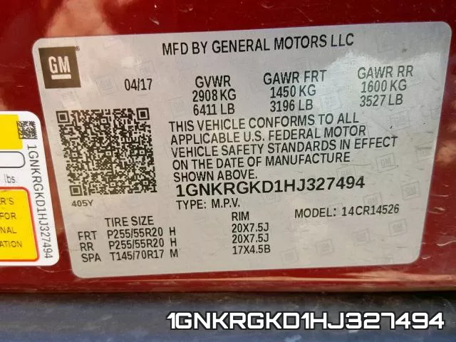 1GNKRGKD1HJ327494 фото 2