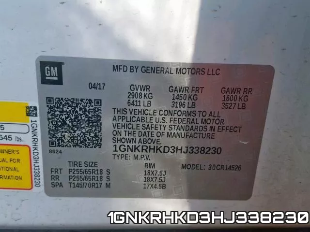 1GNKRHKD3HJ338230 фото 2