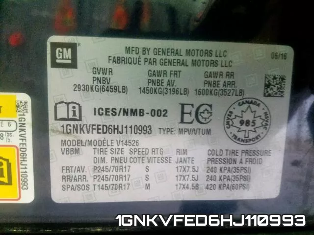 1GNKVFED6HJ110993 фото 2