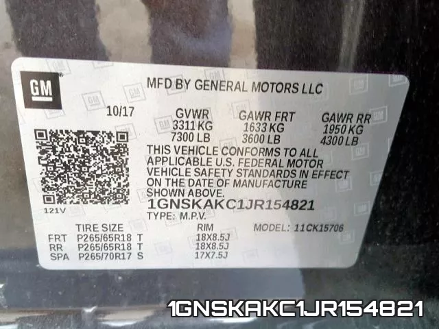 1GNSKAKC1JR154821 фото 2