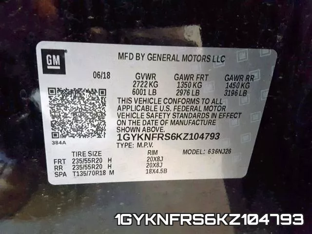 1GYKNFRS6KZ104793 фото 2