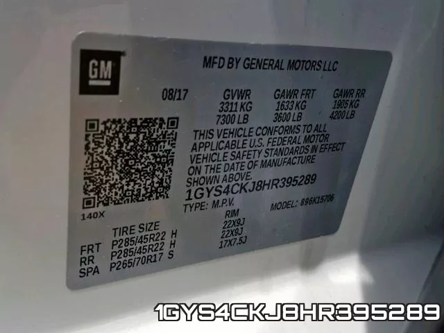 1GYS4CKJ8HR395289 фото 2