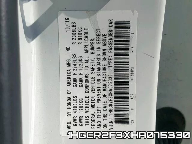 1HGCR2F3XHA075330 фото 2