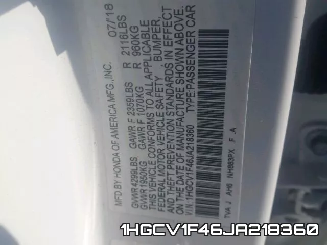 1HGCV1F46JA218360 фото 2