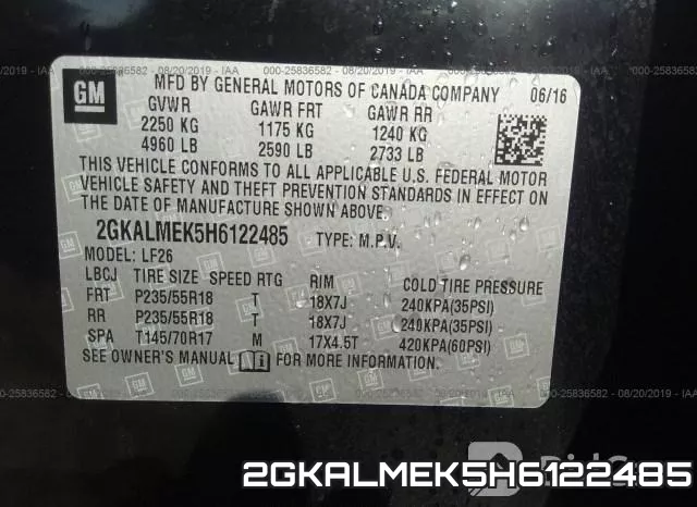 2GKALMEK5H6122485 фото 10