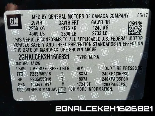 2GNALCEK2H1606821 фото 2